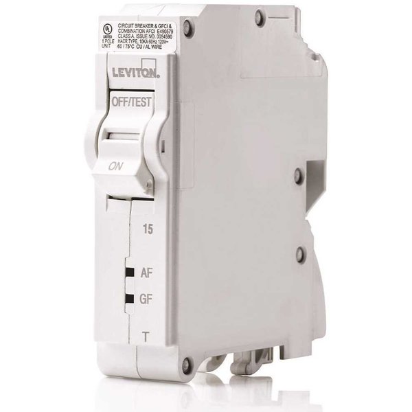 Leviton Circuit Breaker, 15A, 1 Pole, 120V AC R02-LB115-DFR